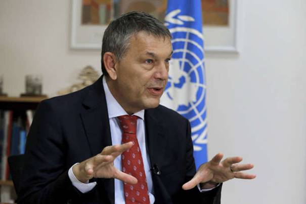 Le haut-commissaire de lUNRWA, Philippe Lazzarini, le 16 septembre 2020, au sige de lorganisation,  Beyrouth.